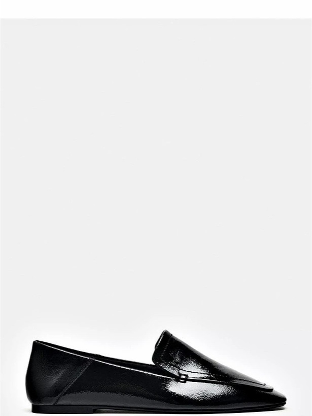Zara Patent-Effect Loafers Black Pointed-Toe Flats